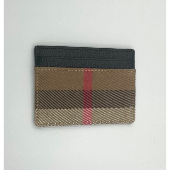 Burberry Sandon Check Canvas & Leather Card Case Black - Picture 3 of 10